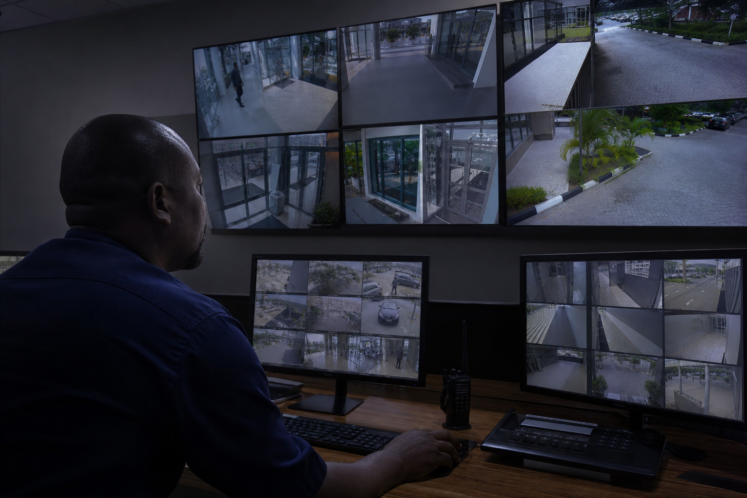Salle de contrôle de vidéosurveillance